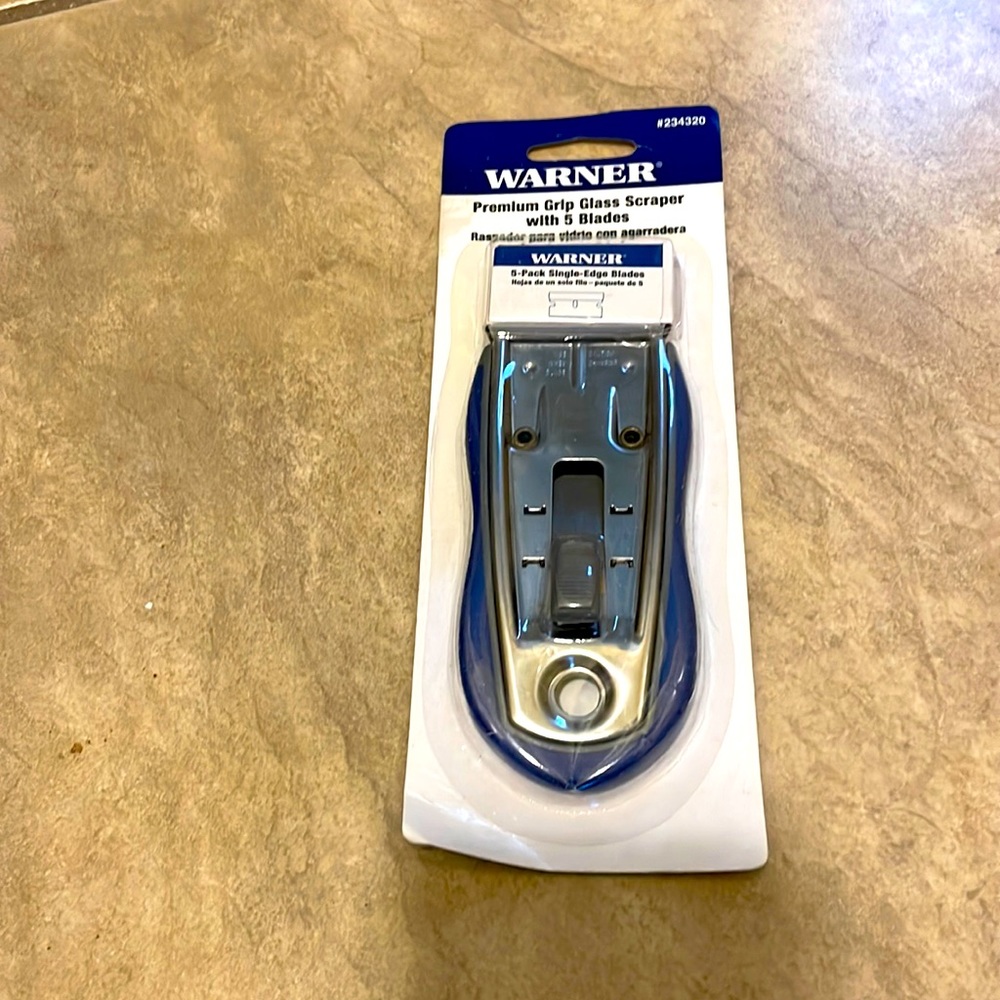 Glass scraper, premium grip w/5 blades, new, never used, for Glass, Cooktop, etc